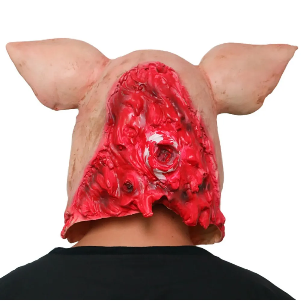 Halloween Scary Saw Pig Head Mask Cosplay Party Horrible Bloody Animal Masks Carnival Horror Costume Head Cover Latex