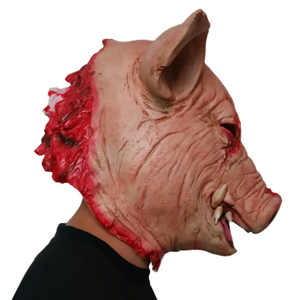 Halloween Scary Saw Pig Head Mask Cosplay Party Horrible Bloody Animal Masks Carnival Horror Costume Head Cover Latex