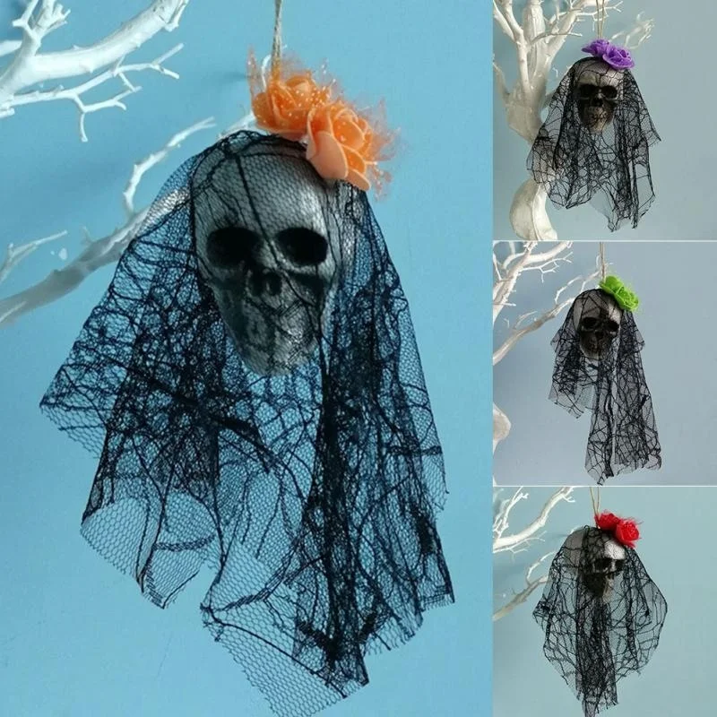 Halloween Skull Hanging Ornaments Foam Skull Bride Clothes Bone Head Scene Layout Props Home Decorations Festival Party