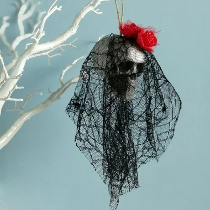 Halloween Skull Hanging Ornaments Foam Skull Bride Clothes Bone Head Scene Layout Props Home Decorations Festival Party