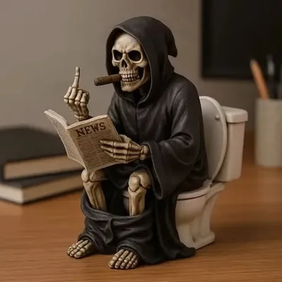 Halloween Toilet Grim Reaper Figurine Home Decor Resin Sculpture Middle Finger Decoration Crafts Figurines Halloween Toilet Grim Reaper Figurine Home Decor Resin Sculpture Middle Finger Decoration Crafts Figurines