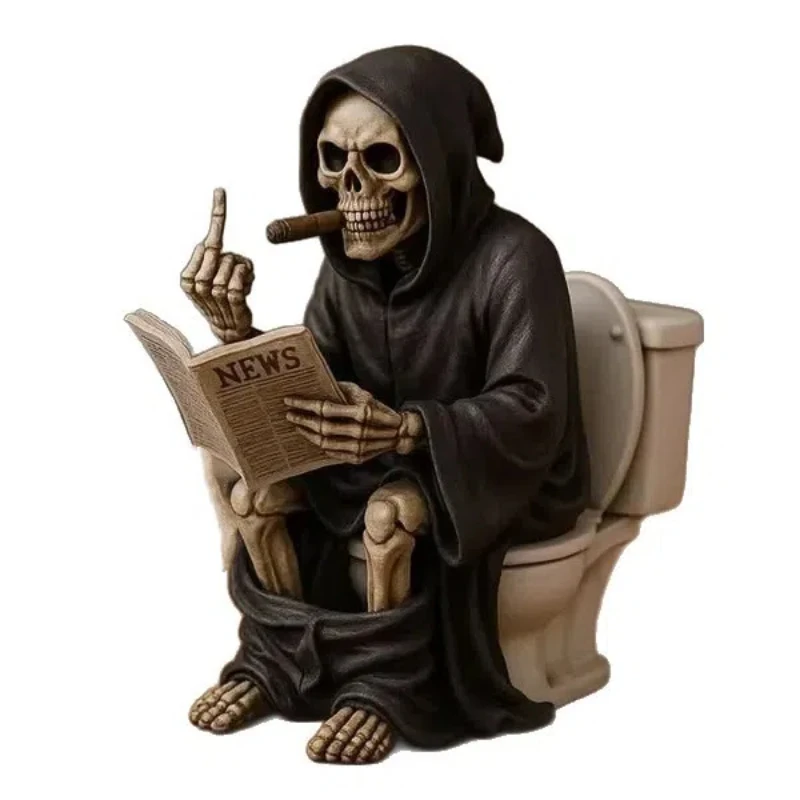 Halloween Toilet Grim Reaper Figurine Home Decor Resin Sculpture Middle Finger Decoration Crafts Figurines Halloween Toilet Grim Reaper Figurine Home Decor Resin Sculpture Middle Finger Decoration Crafts Figurines