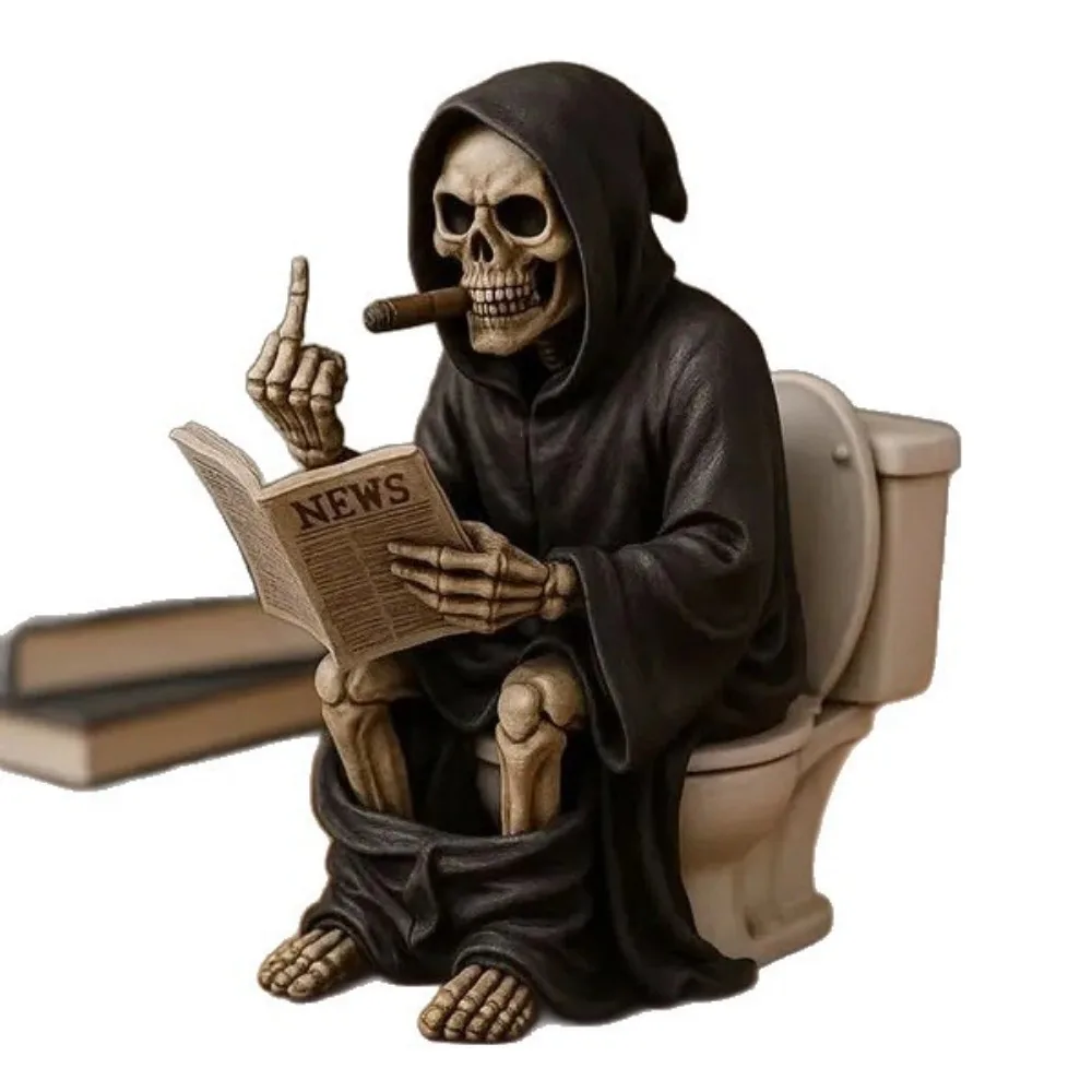 Halloween Toilet Grim Reaper Figurine Home Decor Resin Sculpture Middle Finger Decoration Crafts Figurines Halloween Toilet Grim Reaper Figurine Home Decor Resin Sculpture Middle Finger Decoration Crafts Figurines