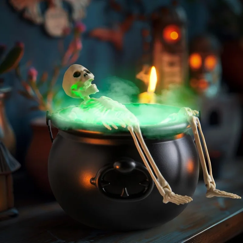 Halloween Witch Cauldron Magic Fog Mist Maker Skeleton Decor for Spooky Hocus Pocus Party, Home, Halloween Party Halloween Witch Cauldron Magic Fog Mist Maker Skeleton Decor for Spooky Hocus Pocus Party, Home, Halloween Party