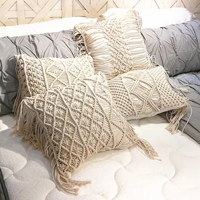 Hand Knit Macrame Pillow Cover Hand Knit Macrame Pillow Cover