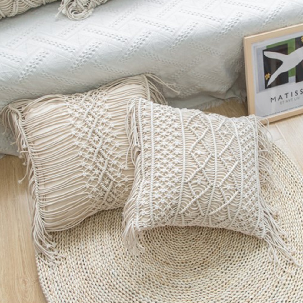 Hand Knit Macrame Pillow Cover Hand Knit Macrame Pillow Cover