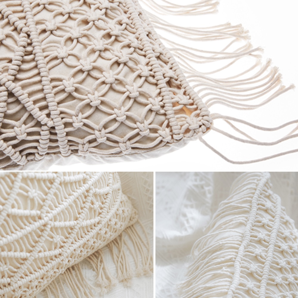 Hand Knit Macrame Pillow Cover Hand Knit Macrame Pillow Cover