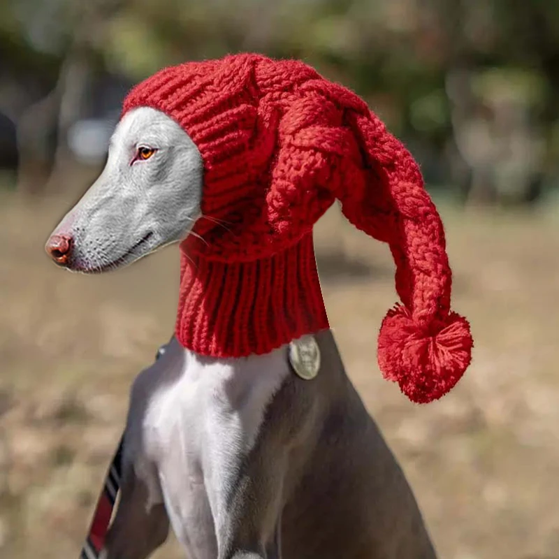 Hand Knit Winter Wool Greyhound Large Dog Beanie Hat Dog Accessories Whippet Snood for Dogs Hand Knit Winter Wool Greyhound Large Dog Beanie Hat Dog Accessories Whippet Snood for Dogs