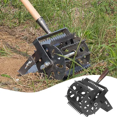 Hand Push Hoe Wheeled Weeding Manganese Steel Weed Machine Saw Tooth Agricultural Loosening Weeder No Handle