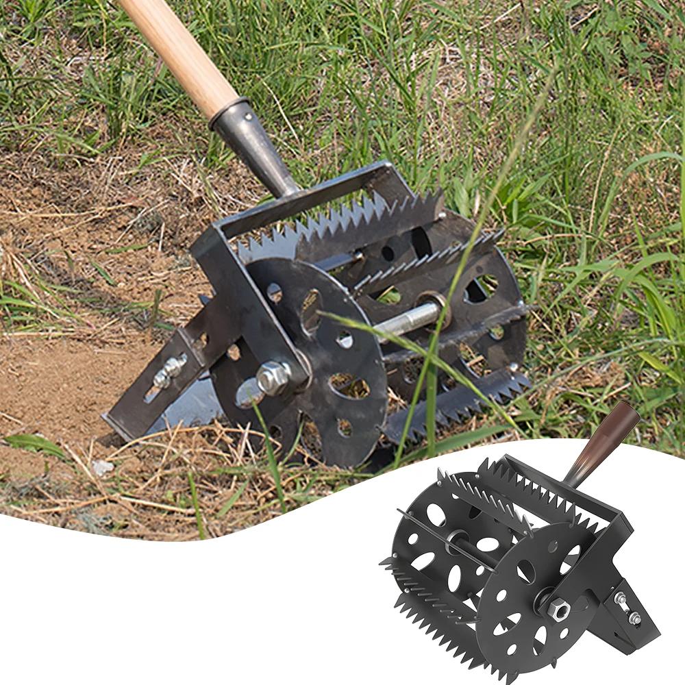 Hand Push Hoe Wheeled Weeding Manganese Steel Weed Machine Saw Tooth Agricultural Loosening Weeder No Handle Hand Push Hoe Wheeled Weeding Manganese Steel Weed Machine Saw Tooth Agricultural Loosening Weeder No Handle