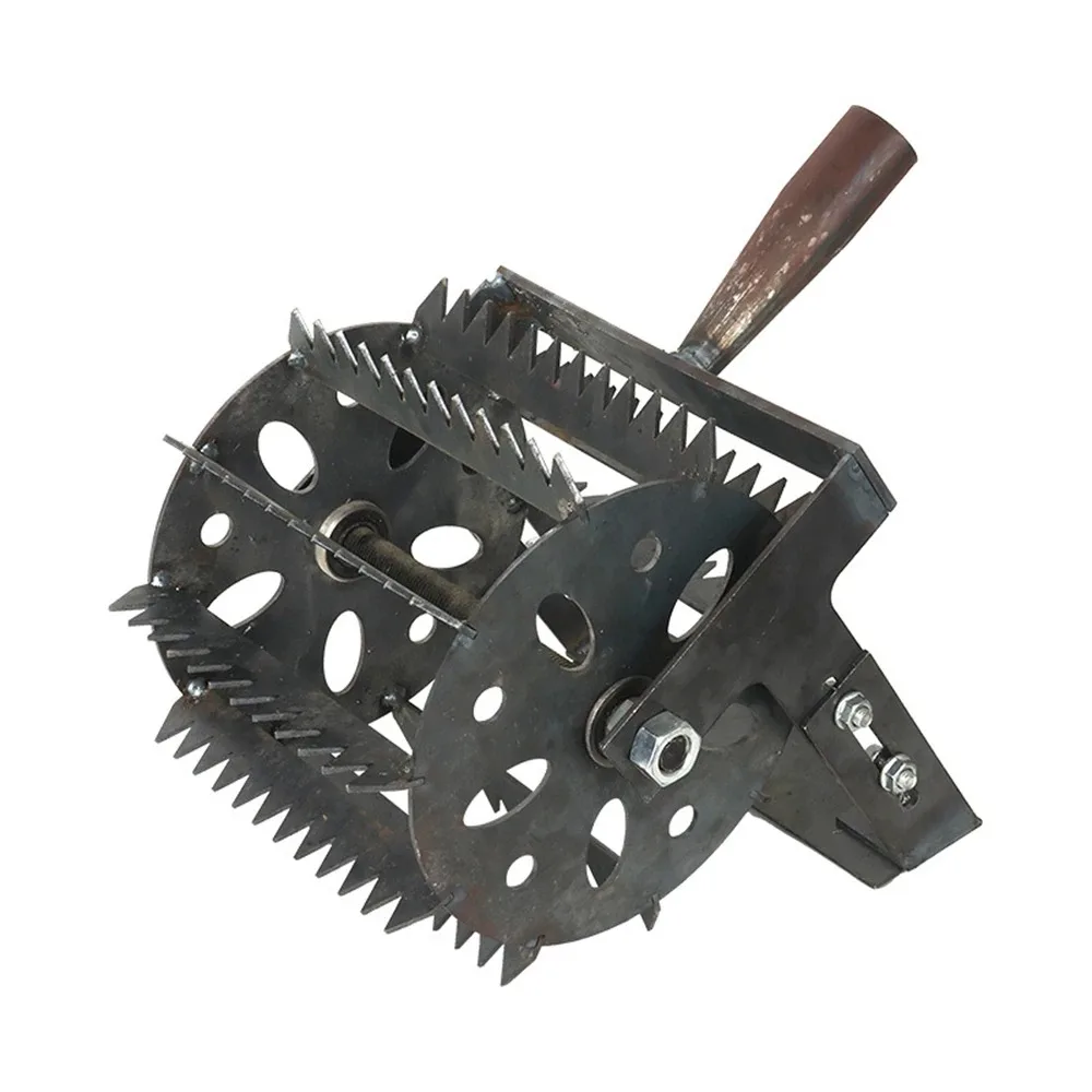 Hand Push Hoe Wheeled Weeding Manganese Steel Weed Machine Saw Tooth Agricultural Loosening Weeder No Handle