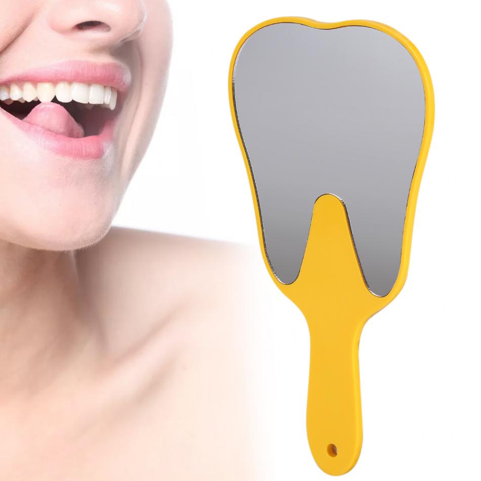 Handheld Plastic Tooth Shaped Mirror