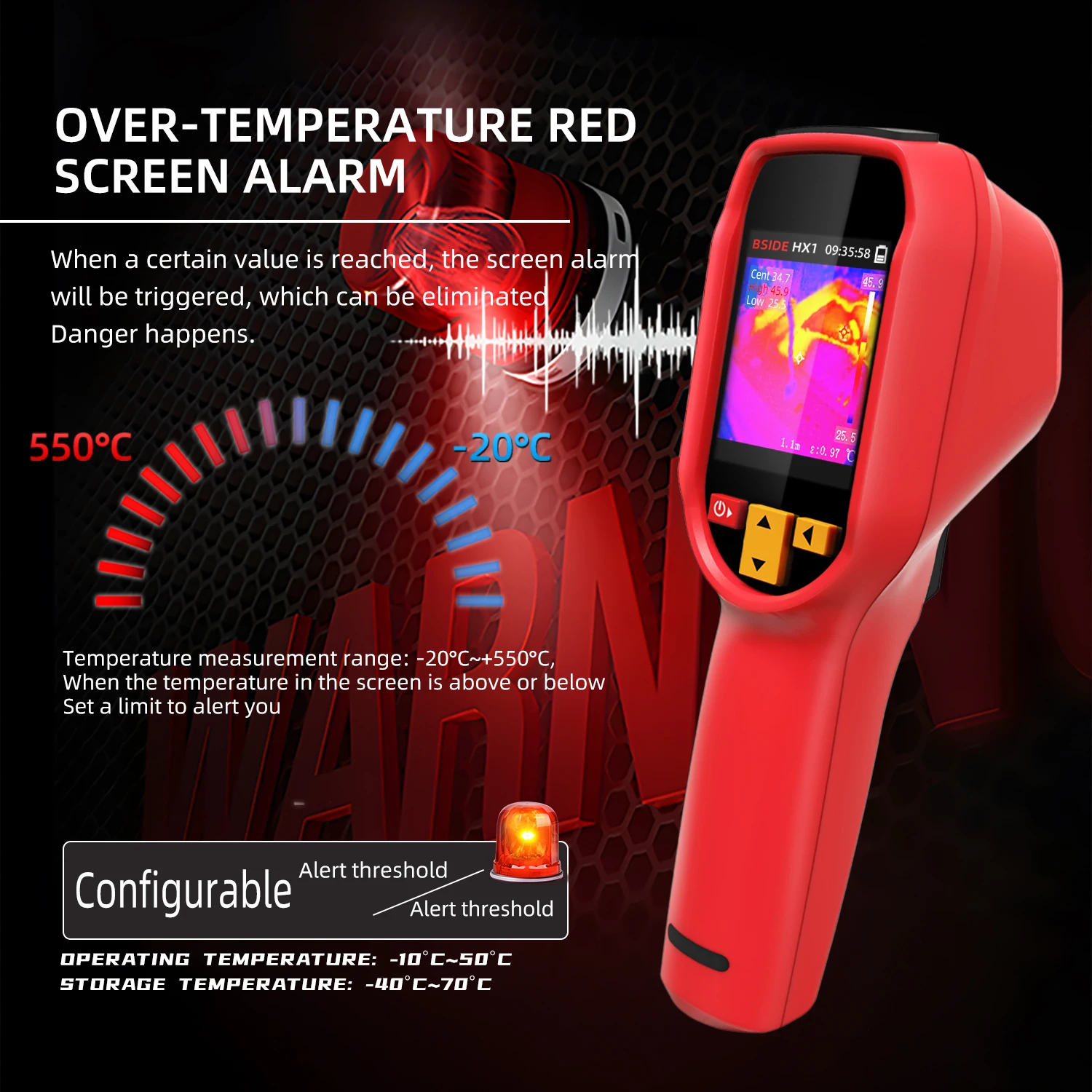 Handheld Thermal Imaging Camera -20~550C 15 color palettes 100×100IR resolution PC Analysis Software Industrial Tester Handheld Thermal Imaging Camera -20~550C 15 color palettes 100×100IR resolution PC Analysis Software Industrial Tester