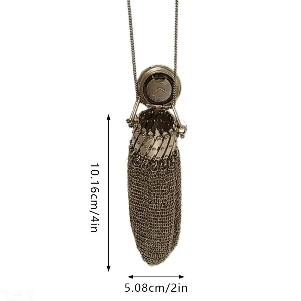 Handmade 1920's English Coin Purse Chain Nail Vintage Shrink Coin Purse Double Mesh Bag Stainless Steel Coin Collection