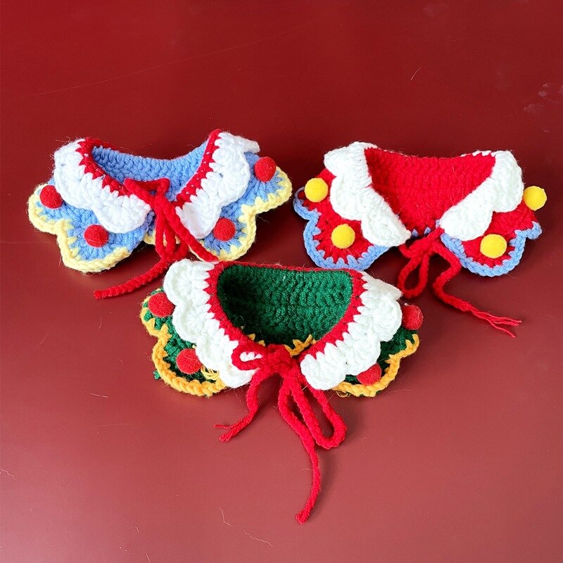 Handmade Knitted Christmas Cat Collar Handmade Knitted Christmas Cat Collar