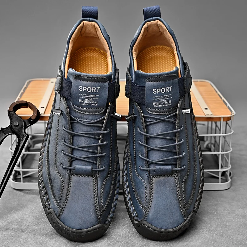 Handmade Leather Men Shoes Casual Slip On Loafers Breathable Leather Shoes Men Flats Fashion Moccasins Tooling Shoes Handmade Leather Men Shoes Casual Slip On Loafers Breathable Leather Shoes Men Flats Fashion Moccasins Tooling Shoes