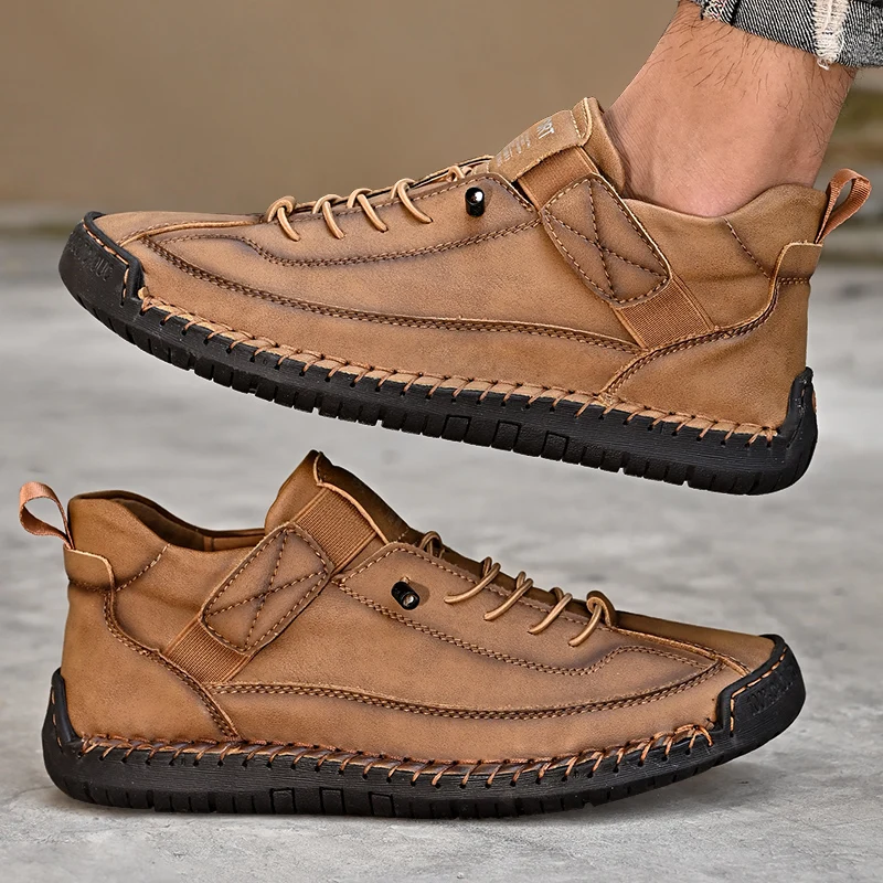 Handmade Leather Men Shoes Casual Slip On Loafers Breathable Leather Shoes Men Flats Fashion Moccasins Tooling Shoes Handmade Leather Men Shoes Casual Slip On Loafers Breathable Leather Shoes Men Flats Fashion Moccasins Tooling Shoes