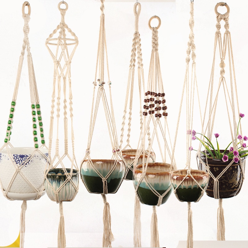 Handmade Macrame Cotton Rope Plant Pot Hangers Handmade Macrame Cotton Rope Plant Pot Hangers
