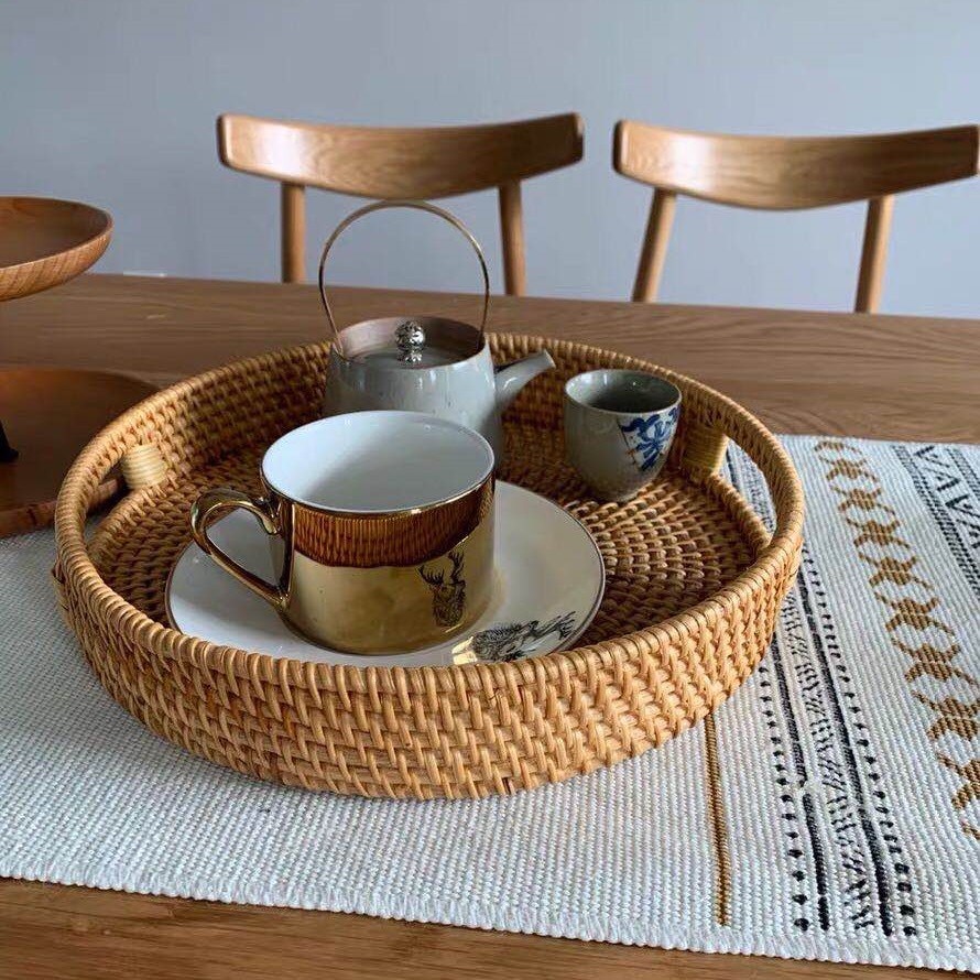 Handmade Rattan Woven Round Tray Handmade Rattan Woven Round Tray
