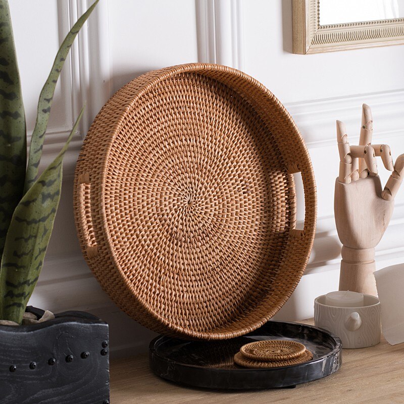 Handmade Rattan Woven Round Tray Handmade Rattan Woven Round Tray
