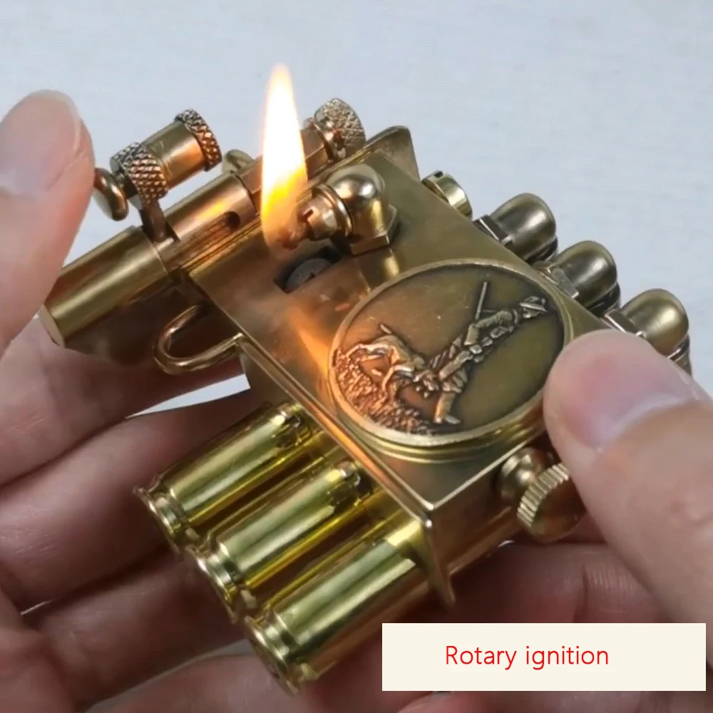 Handmade Steampunk Brass Series Lighters Unique Design Retro Creative Personality Novelty Precious Gift Each badge is