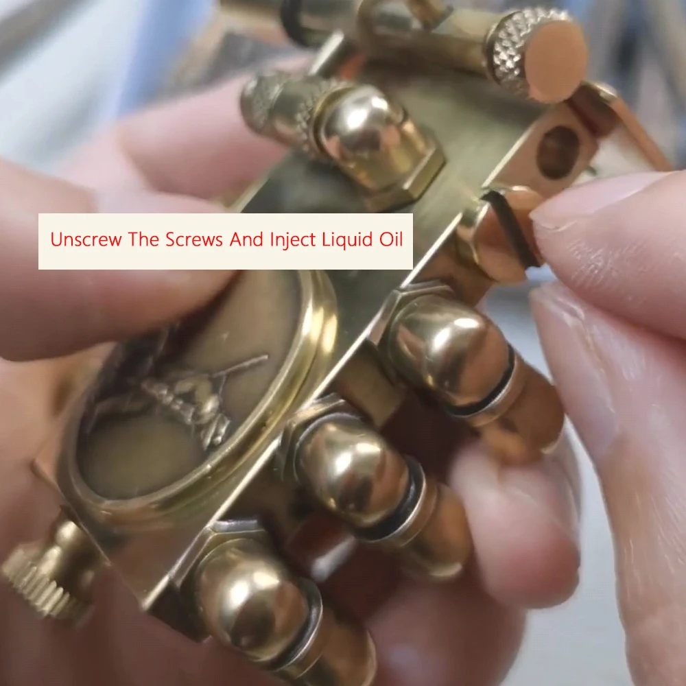 Handmade Steampunk Brass Series Lighters Unique Design Retro Creative Personality Novelty Precious Gift Each badge is