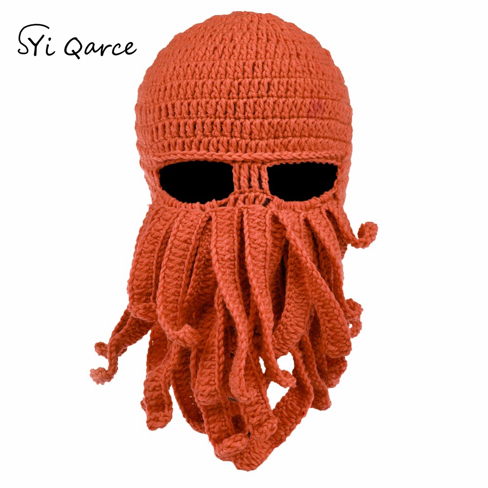 Handmade Tentacle Octopus Pure cotton Hat Balaclava Cap Winter Warm Hat Skullies Beanies