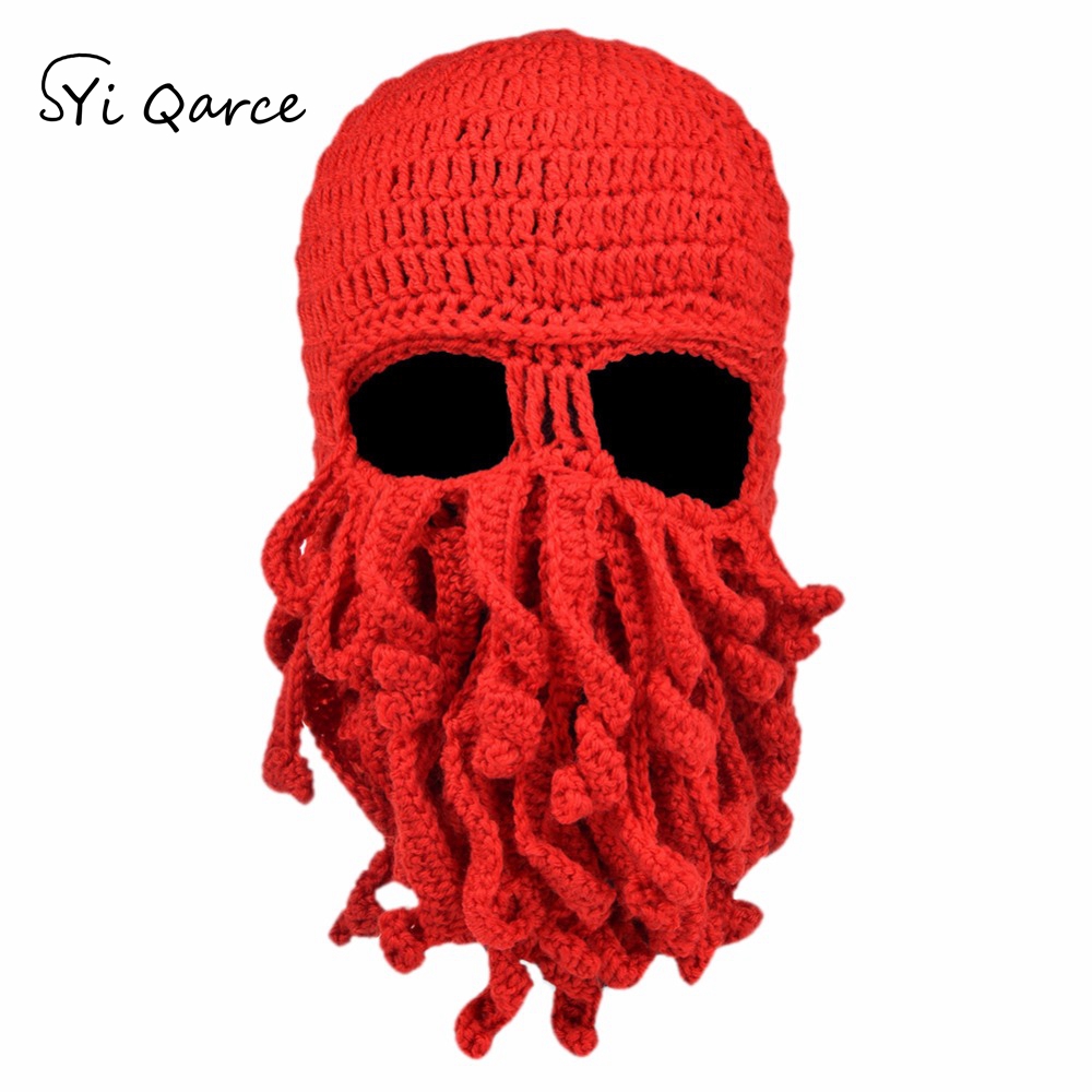 Handmade Tentacle Octopus Pure cotton Hat Balaclava Cap Winter Warm Hat Skullies Beanies