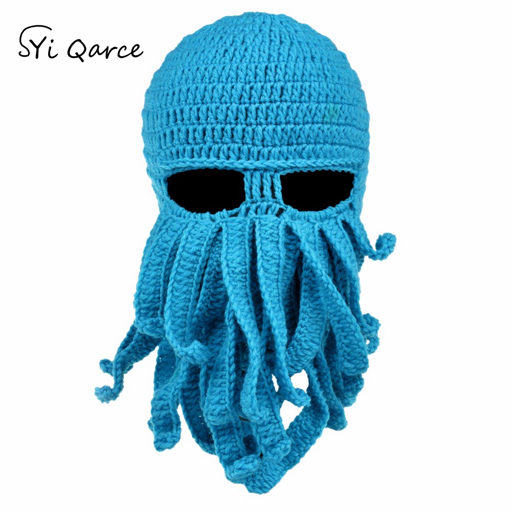 Handmade Tentacle Octopus Pure cotton Hat Balaclava Cap Winter Warm Hat Skullies Beanies