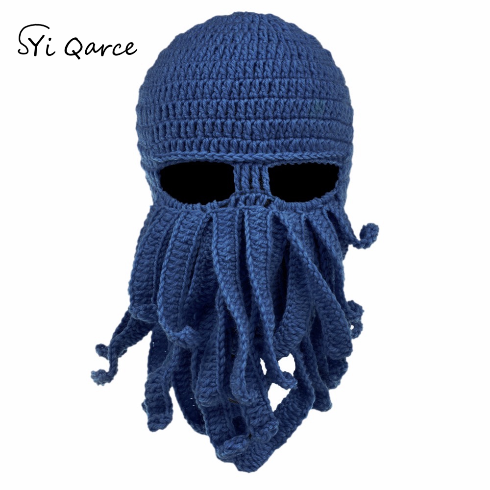 Handmade Tentacle Octopus Pure cotton Hat Balaclava Cap Winter Warm Hat Skullies Beanies