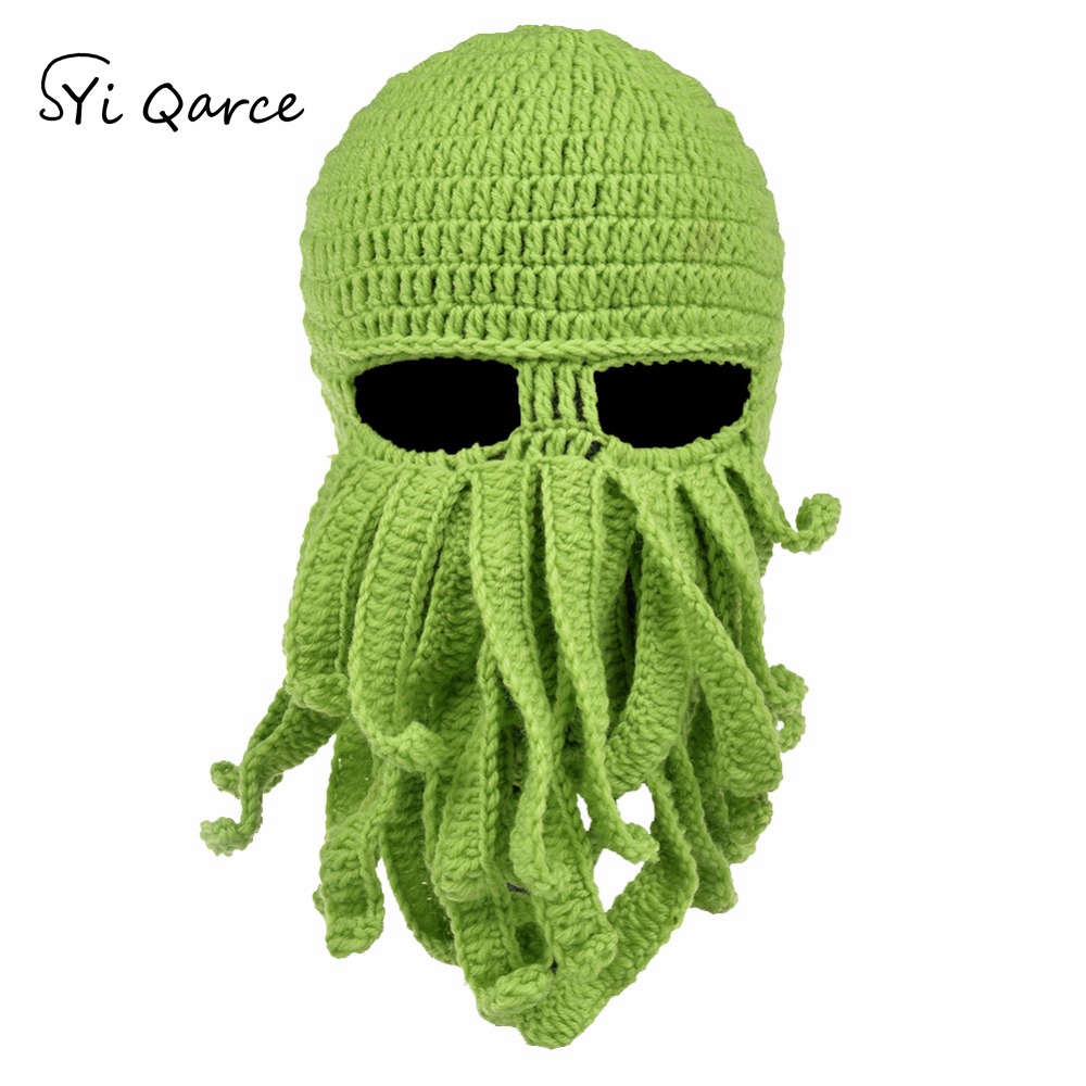 Handmade Tentacle Octopus Pure cotton Hat Balaclava Cap Winter Warm Hat Skullies Beanies