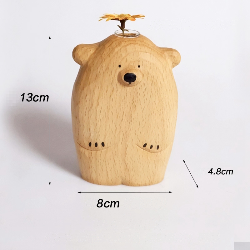 Handmade Wooden Bear Vase Handmade Wooden Bear Vase