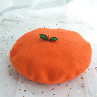 Handmade Wool Orange Fruit Beret Handmade Wool Orange Fruit Beret