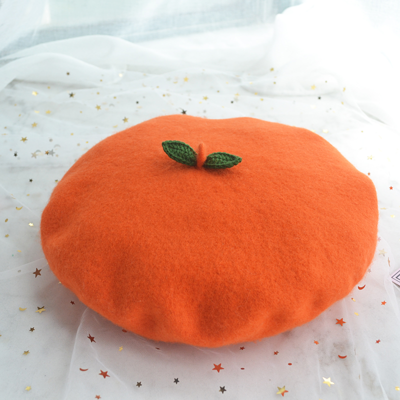 Handmade Wool Orange Fruit Beret Handmade Wool Orange Fruit Beret