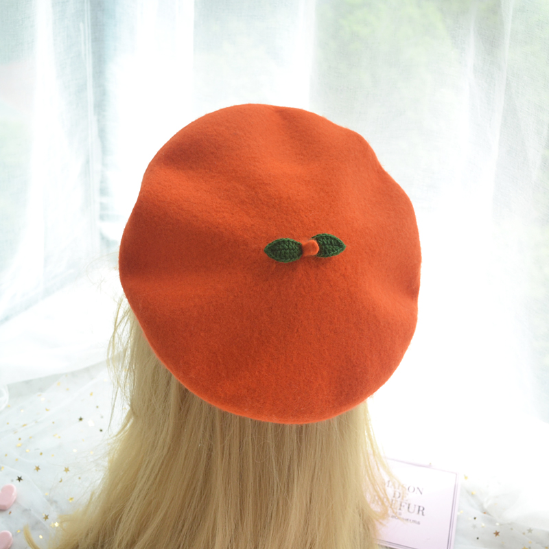 Handmade Wool Orange Fruit Beret Handmade Wool Orange Fruit Beret