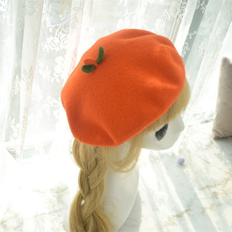 Handmade Wool Orange Fruit Beret Handmade Wool Orange Fruit Beret