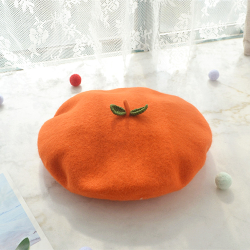 Handmade Wool Orange Fruit Beret Handmade Wool Orange Fruit Beret