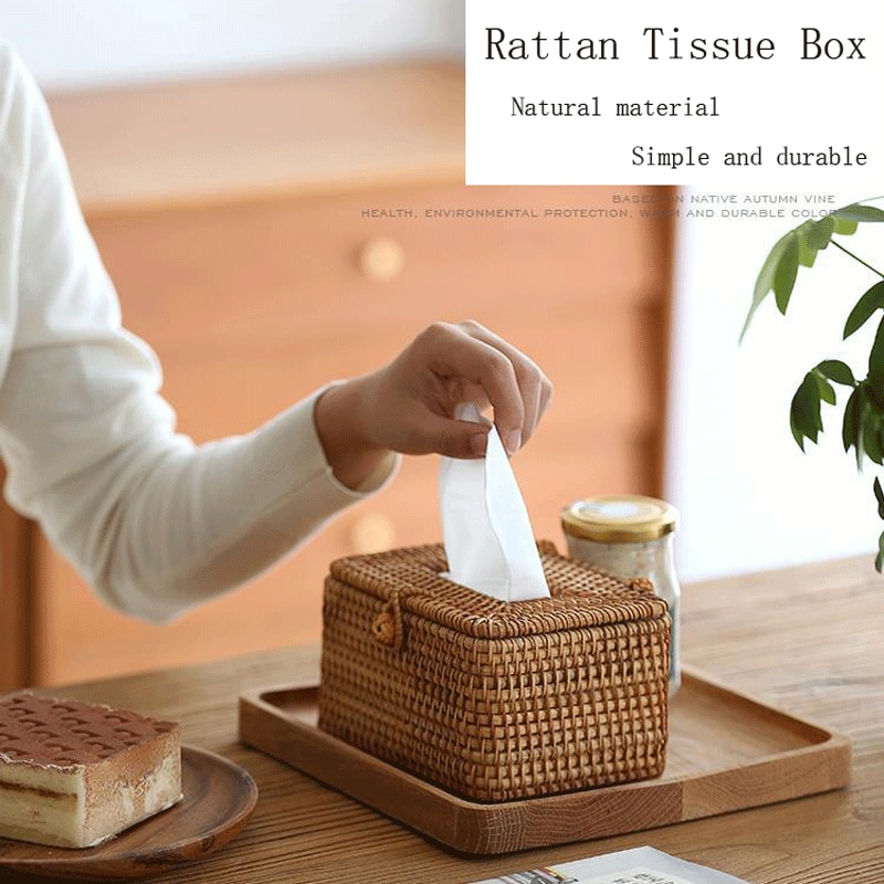 Handmade Woven Rattan Tissue Box Handmade Woven Rattan Tissue Box