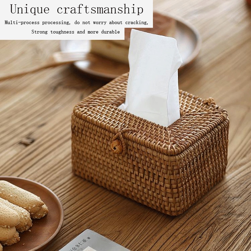 Handmade Woven Rattan Tissue Box Handmade Woven Rattan Tissue Box