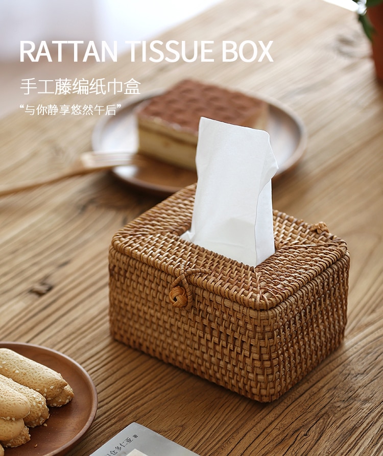 Handmade Woven Rattan Tissue Box Handmade Woven Rattan Tissue Box