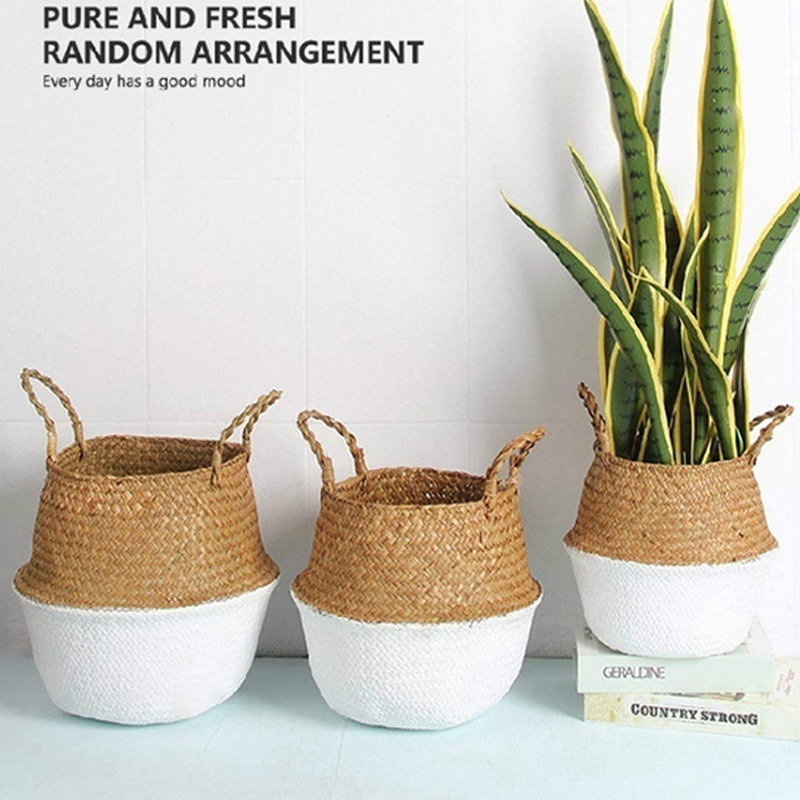 Handmade Woven Storage Basket Folding Clthoes Laundry Basket Straw Wicker Rattan Seagrass Belly Garden Flower Pot Plant Handmade Woven Storage Basket Folding Clthoes Laundry Basket Straw Wicker Rattan Seagrass Belly Garden Flower Pot Plant