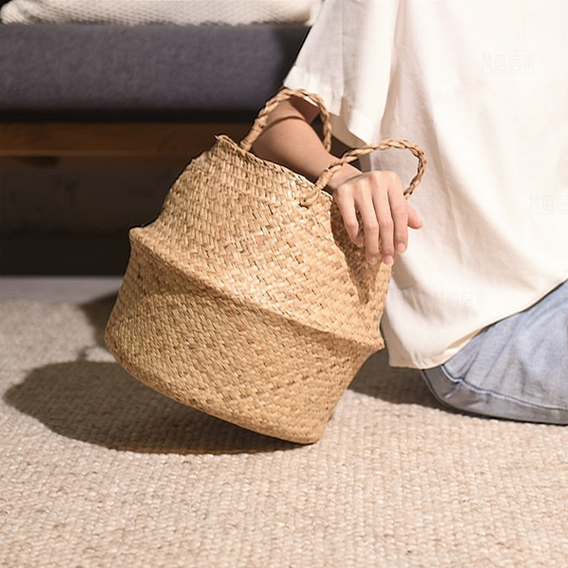 Handmade Woven Storage Basket Folding Clthoes Laundry Basket Straw Wicker Rattan Seagrass Belly Garden Flower Pot Plant Handmade Woven Storage Basket Folding Clthoes Laundry Basket Straw Wicker Rattan Seagrass Belly Garden Flower Pot Plant