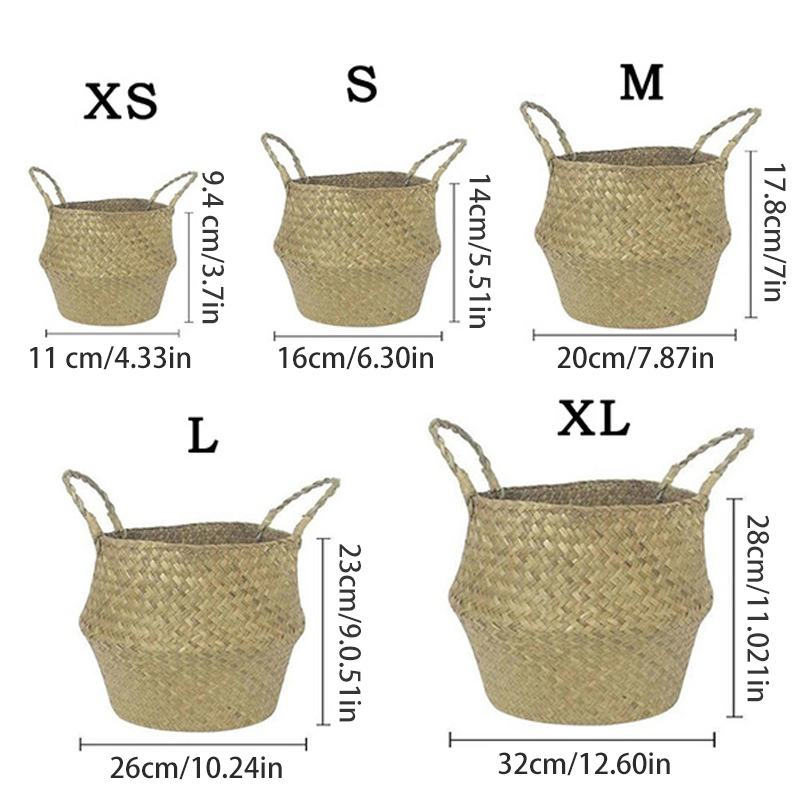 Handmade Woven Storage Basket Folding Clthoes Laundry Basket Straw Wicker Rattan Seagrass Belly Garden Flower Pot Plant Handmade Woven Storage Basket Folding Clthoes Laundry Basket Straw Wicker Rattan Seagrass Belly Garden Flower Pot Plant