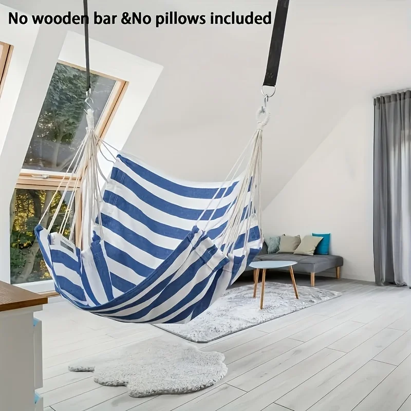 Handwoven Hammock Chair Swing, Fabric Hanging Chair for Indoor and Outdoor Use Sturdy and Comfortable