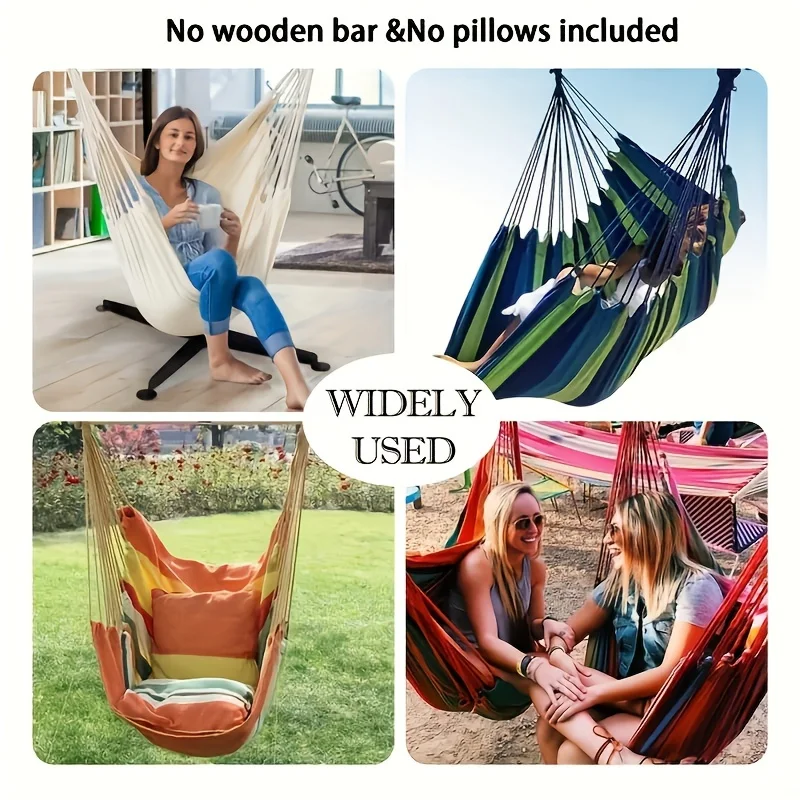 Handwoven Hammock Chair Swing, Fabric Hanging Chair for Indoor and Outdoor Use Sturdy and Comfortable