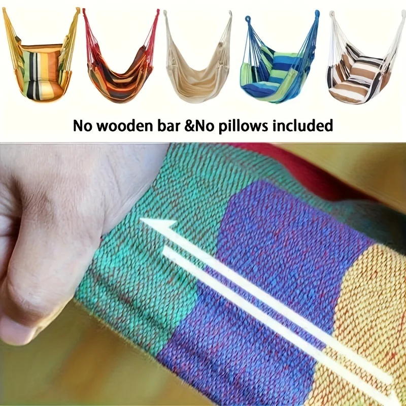 Handwoven Hammock Chair Swing, Fabric Hanging Chair for Indoor and Outdoor Use Sturdy and Comfortable