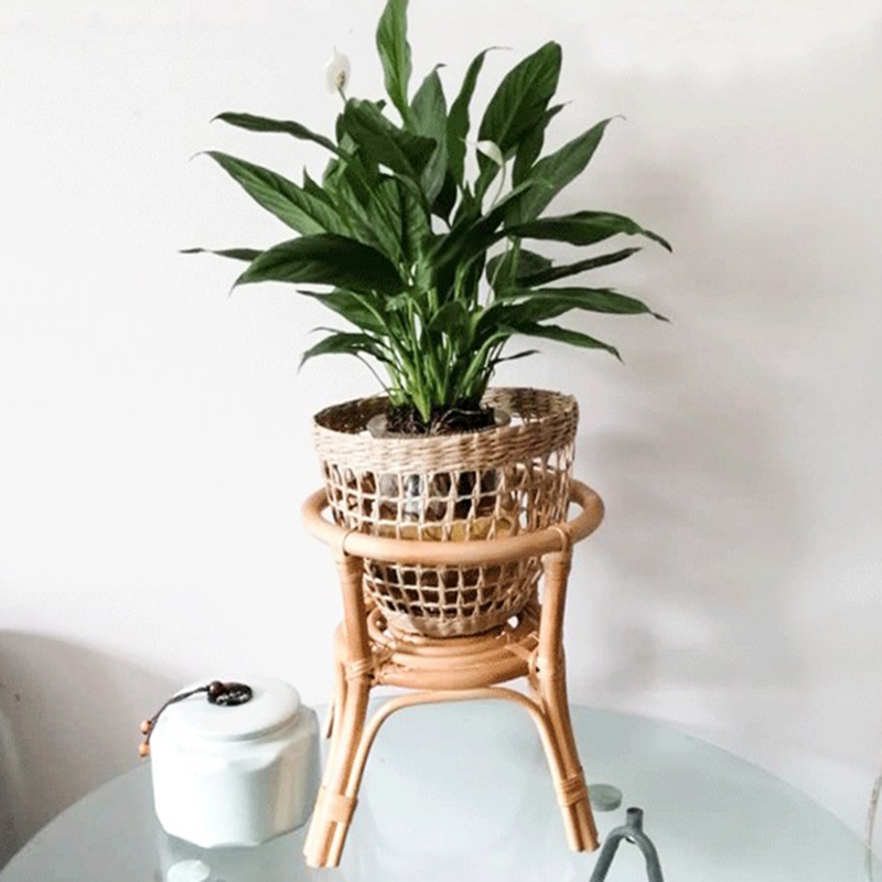 Handwoven Natural Rattan Plant Stand Handwoven Natural Rattan Plant Stand