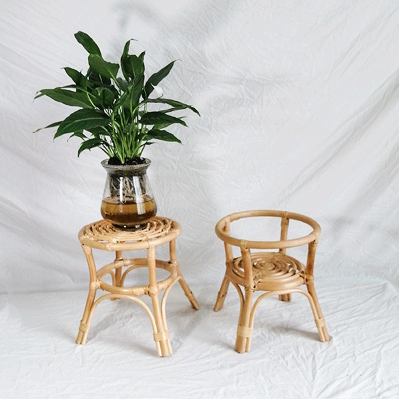 Handwoven Natural Rattan Plant Stand Handwoven Natural Rattan Plant Stand