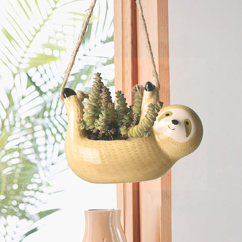 Hanging Ceramic Sloth Plant Pot Hanging Ceramic Sloth Plant Pot