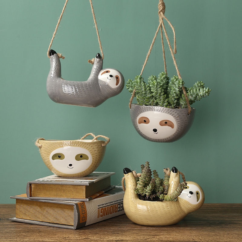 Hanging Ceramic Sloth Plant Pot Hanging Ceramic Sloth Plant Pot